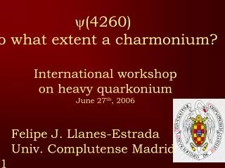 y (4260) To what extent a charmonium? International workshop on heavy quarkonium