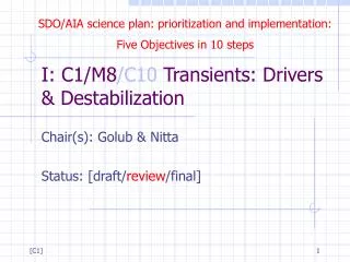 I: C1/M8 /C10 Transients: Drivers &amp; Destabilization