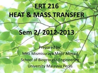 ERT 216 HEAT &amp; MASS TRANSFER Sem 2/ 2012-2013