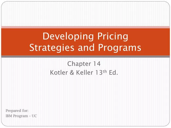 developing pricing strategies and programs