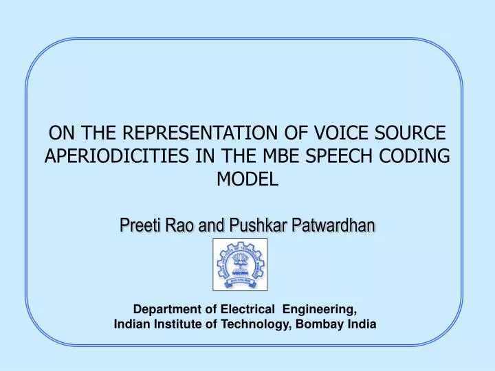 on the representation of voice source aperiodicities in the mbe speech coding model