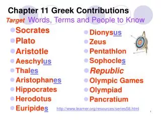 Chapter 11 Greek Contributions Target Words, Terms and People to Know