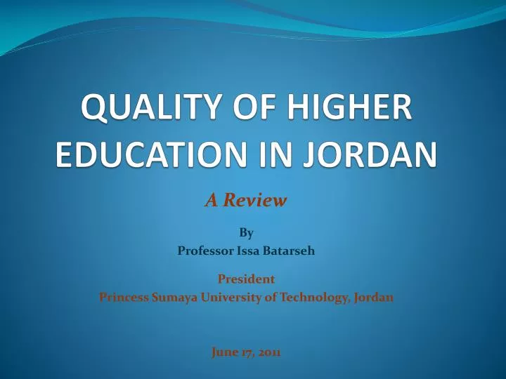 quality of higher education in jordan