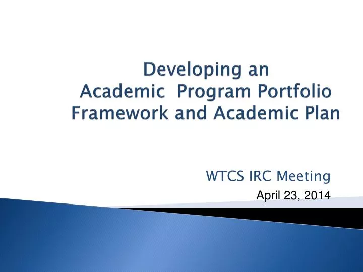 developing an academic program portfolio framework and academic plan