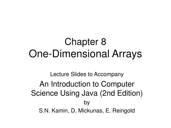 chapter 8 one dimensional arrays