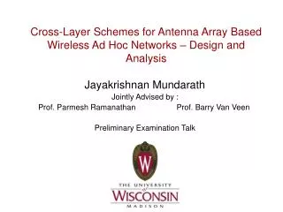 Cross-Layer Schemes for Antenna Array Based Wireless Ad Hoc Networks – Design and Analysis