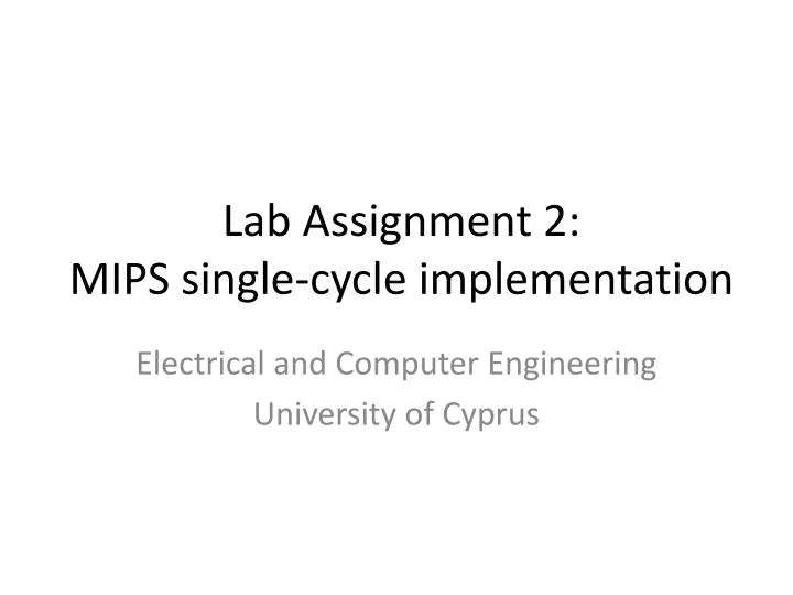 lab assignment 2 mips single cycle implementation