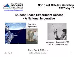 Student Space Experiment Access - A National Imperative