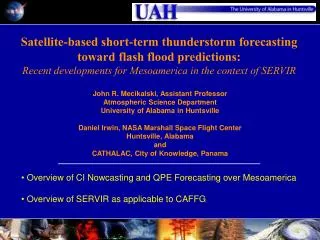 Satellite-based short-term thunderstorm forecasting toward flash flood predictions: