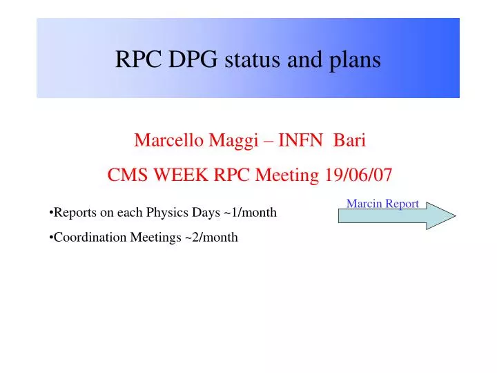 rpc dpg status and plans