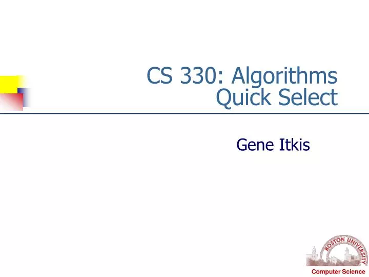 cs 330 algorithms quick select
