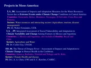 Projects in Meso-America: