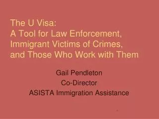 The U Visa: A Tool for Law Enforcement, Immigrant Victims of Crimes, and Those Who Work with Them