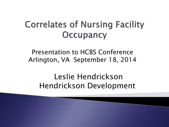 correlates of nursing facility occupancy