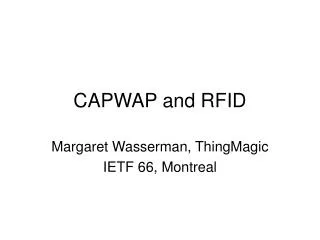 CAPWAP and RFID