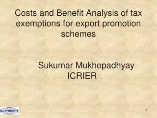 Export Promotion Schemes namely,