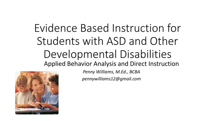 evidence based instruction for students with asd and other developmental disabilities