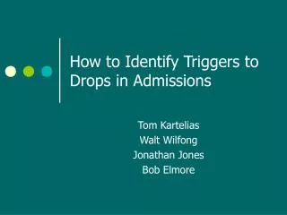 How to Identify Triggers to Drops in Admissions