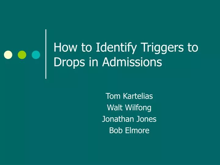 how to identify triggers to drops in admissions