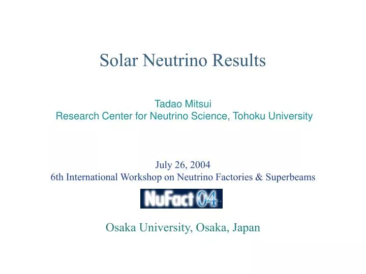 solar neutrino results