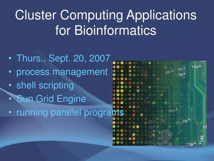 cluster computing applications for bioinformatics