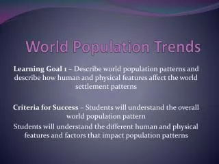 World Population Trends