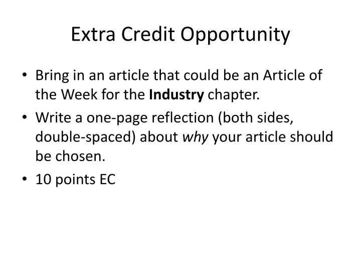 extra credit opportunity