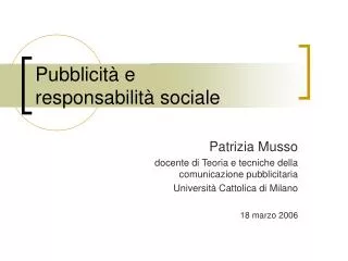 Pubblicità e responsabilità sociale