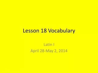 Lesson 18 Vocabulary