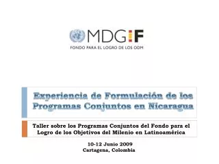 Experiencia de Formulación de los Programas Conjuntos en Nicaragua