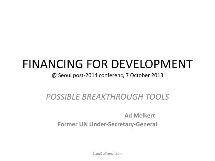 financing for development @ seoul post 2014 conferenc 7 october 2013