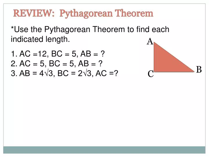 review pythagorean theorem