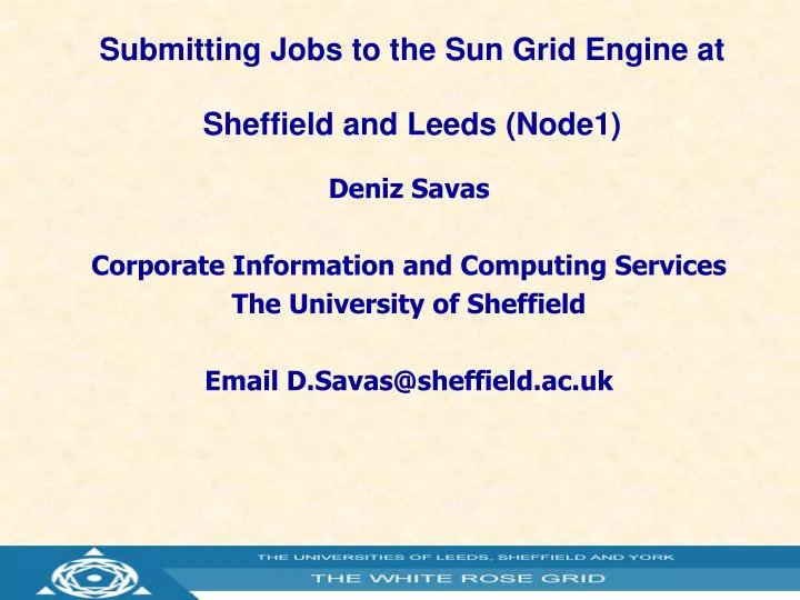 submitting jobs to the sun grid engine at sheffield and leeds node1