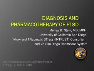 Diagnosis and Pharmacotherapy of PTSD