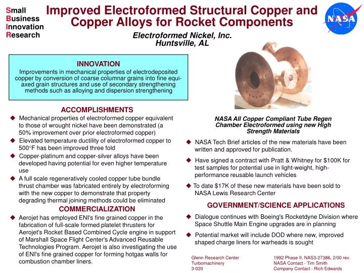 PPT - Improved Electroformed Structural Copper and Copper Alloys for Rocket  Components PowerPoint Presentation - ID:6958344