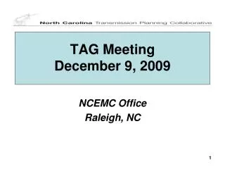 TAG Meeting December 9, 2009