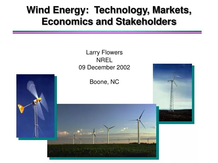 wind energy technology markets economics and stakeholders