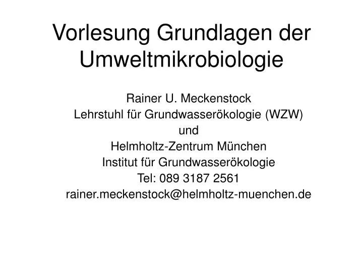 vorlesung grundlagen der umweltmikrobiologie