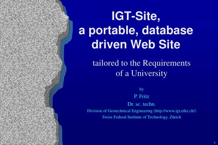 igt site a portable database driven web site