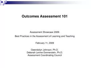 Outcomes Assessment 101