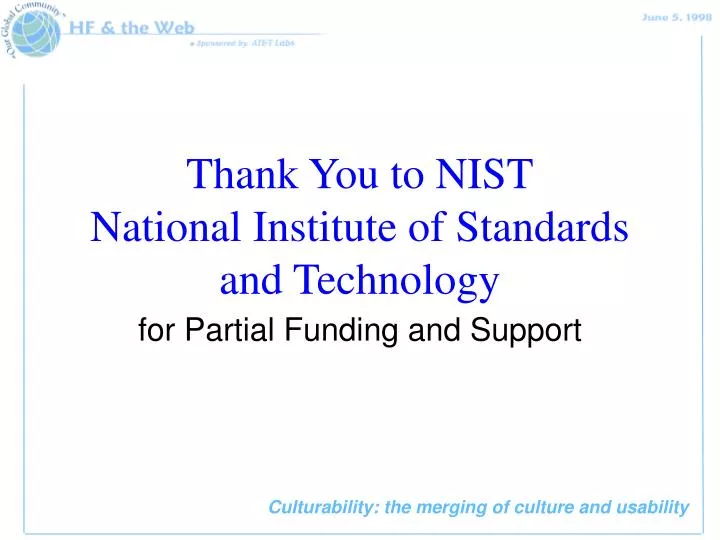 thank you to nist national institute of standards and technology