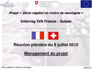 Projet « Génie végétal en rivière de montagne » Interreg IVA France - Suisse