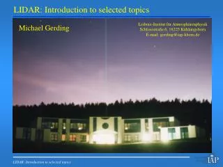 LIDAR: Introduction to selected topics