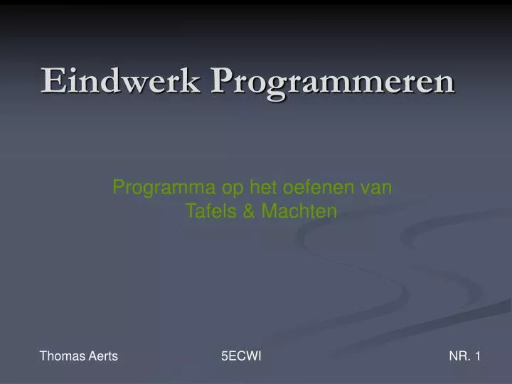 eindwerk programmeren