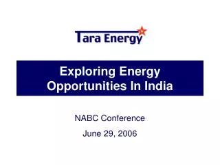 Exploring Energy Opportunities In India