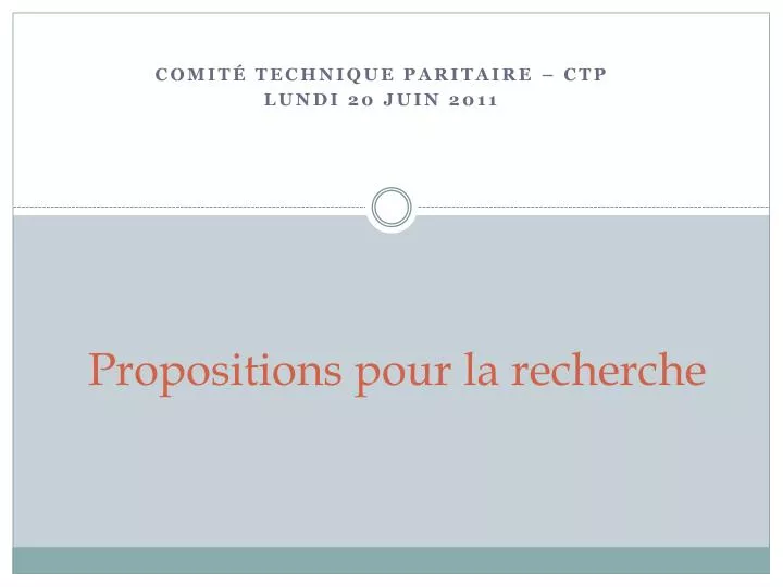 propositions pour la recherche