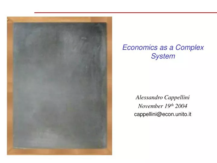 economics as a complex system
