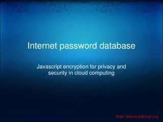 Internet password database
