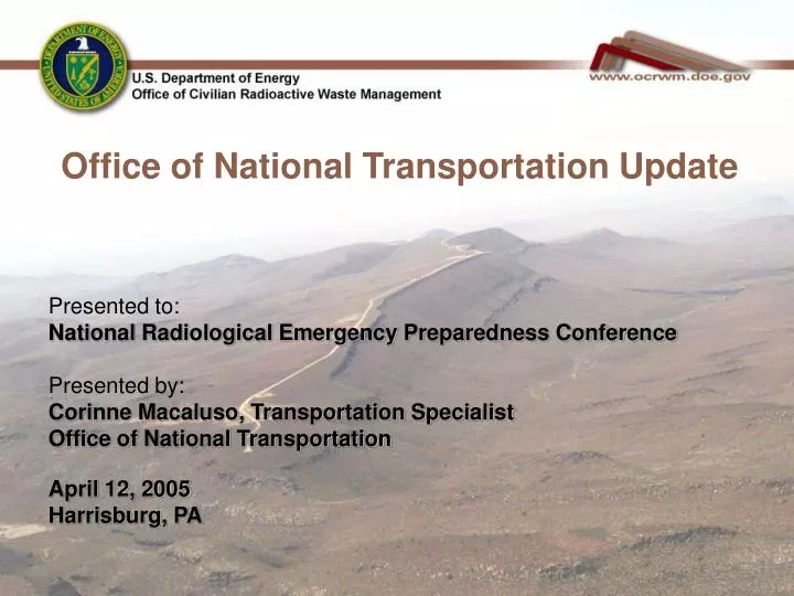 office of national transportation update