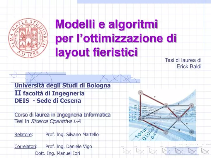 modelli e algoritmi per l ottimizzazione di layout fieristici